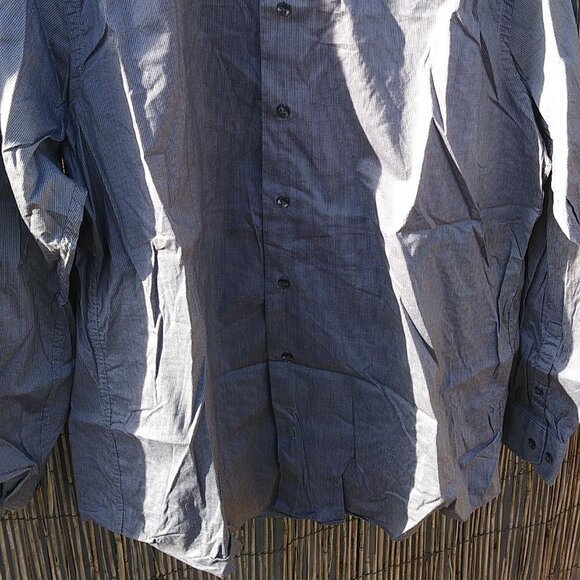 Kenneth Cole Men's Gray Black Pinstripe Button Down - 17 - 32/33 - Picture 4 of 12